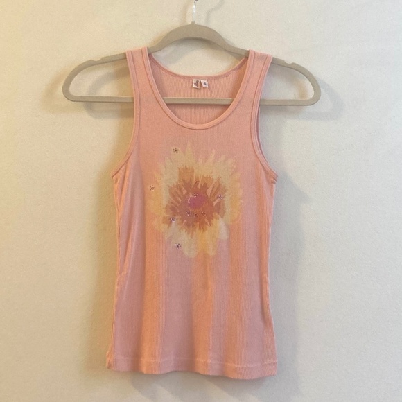 Joie Tank Top Boho Peach with Flower Design, Size S - Picture 1 of 9